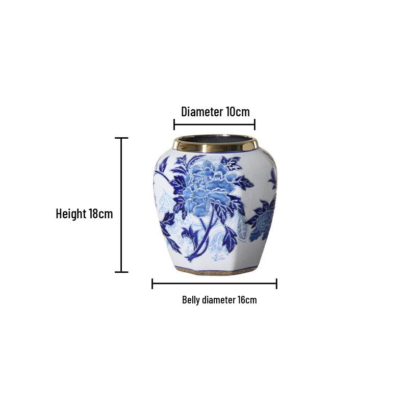 High-Grade Embossed Ceramic Vase for Living Room Decor - Chinese Style Dry Flower Ornament