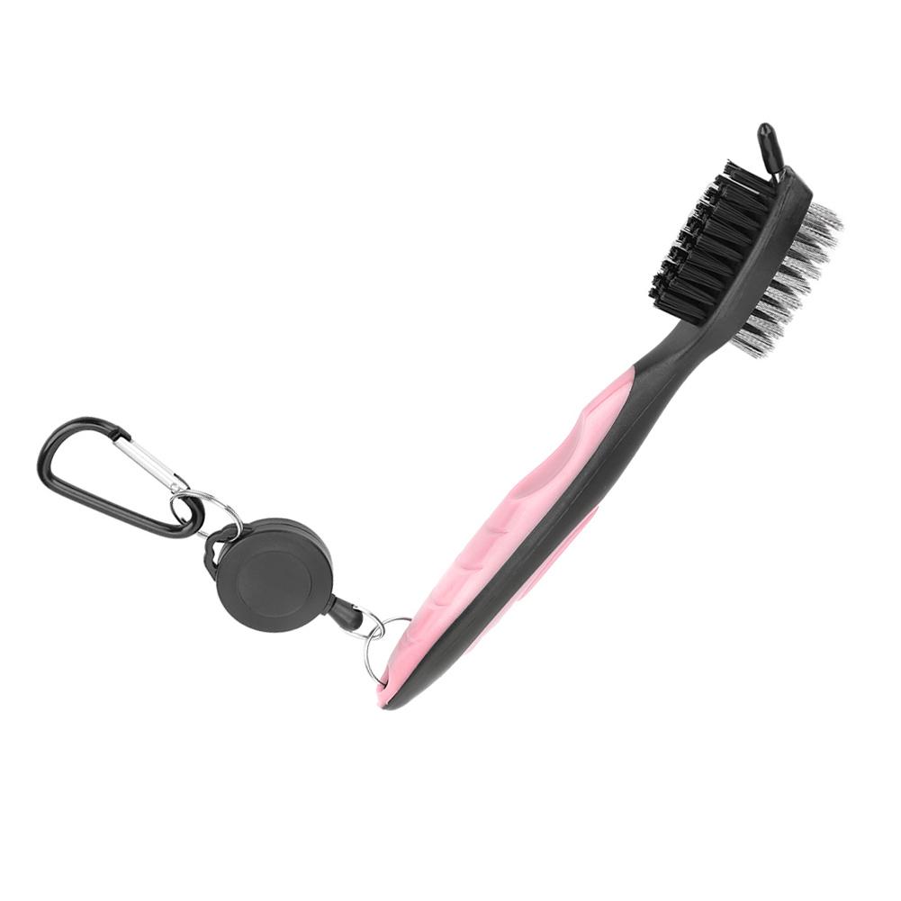 Multifunctional Golf Club Cleaner Brush with Nylon Steel Dual Bristles Cleaning ToolPink