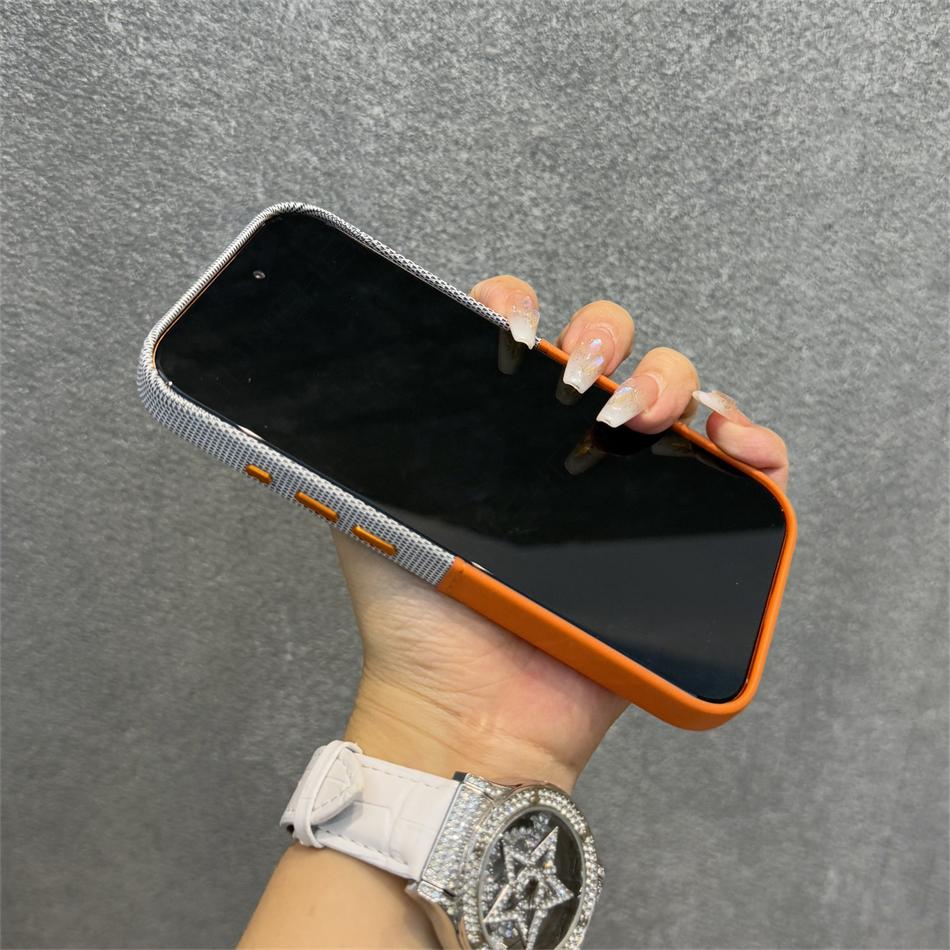 For 17pro Orange Hit Color Card Case For For Iphone 17 1 16 Pro Max 14 13 12 Magnetic Wireless Charge Flax Leather Cover