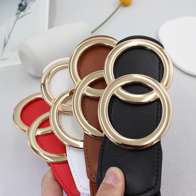 Elastic Belt Women'S Ring Smooth Buckle Decorative Dress Adjustable Elastic Waist Seal 5Cm Three Sizes