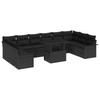 Garden Sofa Set with Cushions 11 Pcs Black Poly Rattan