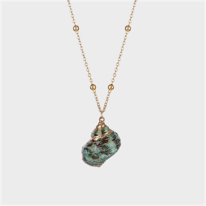 Conch Pendant Necklace for Women  Female Cowrie Summer Party Gift Zircon