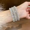 European-American Inlaid Diamond Pearl Open Bangle - Exaggerated Niche Design, Light Luxury High-End Bracelet
