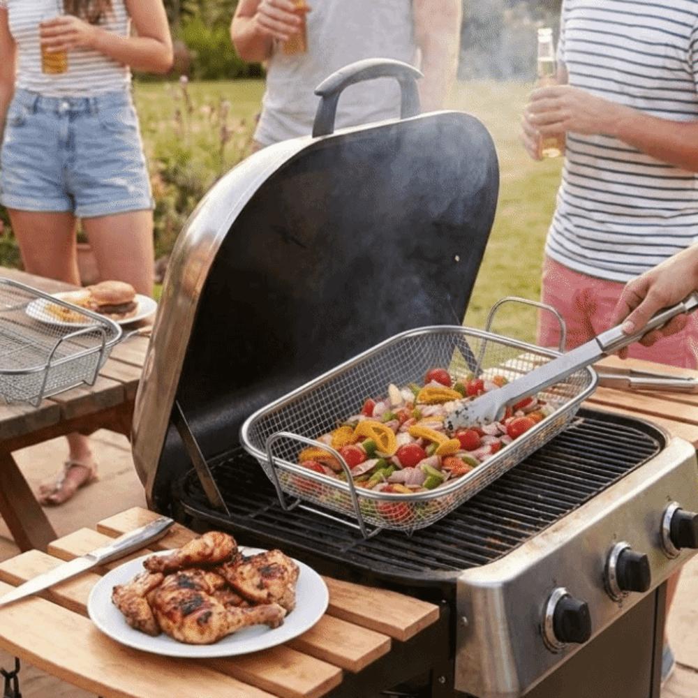 Square Drain Basket Stainless Steel Vegetable Washing Basket Barbecue Tray Home Vegetable Washing
