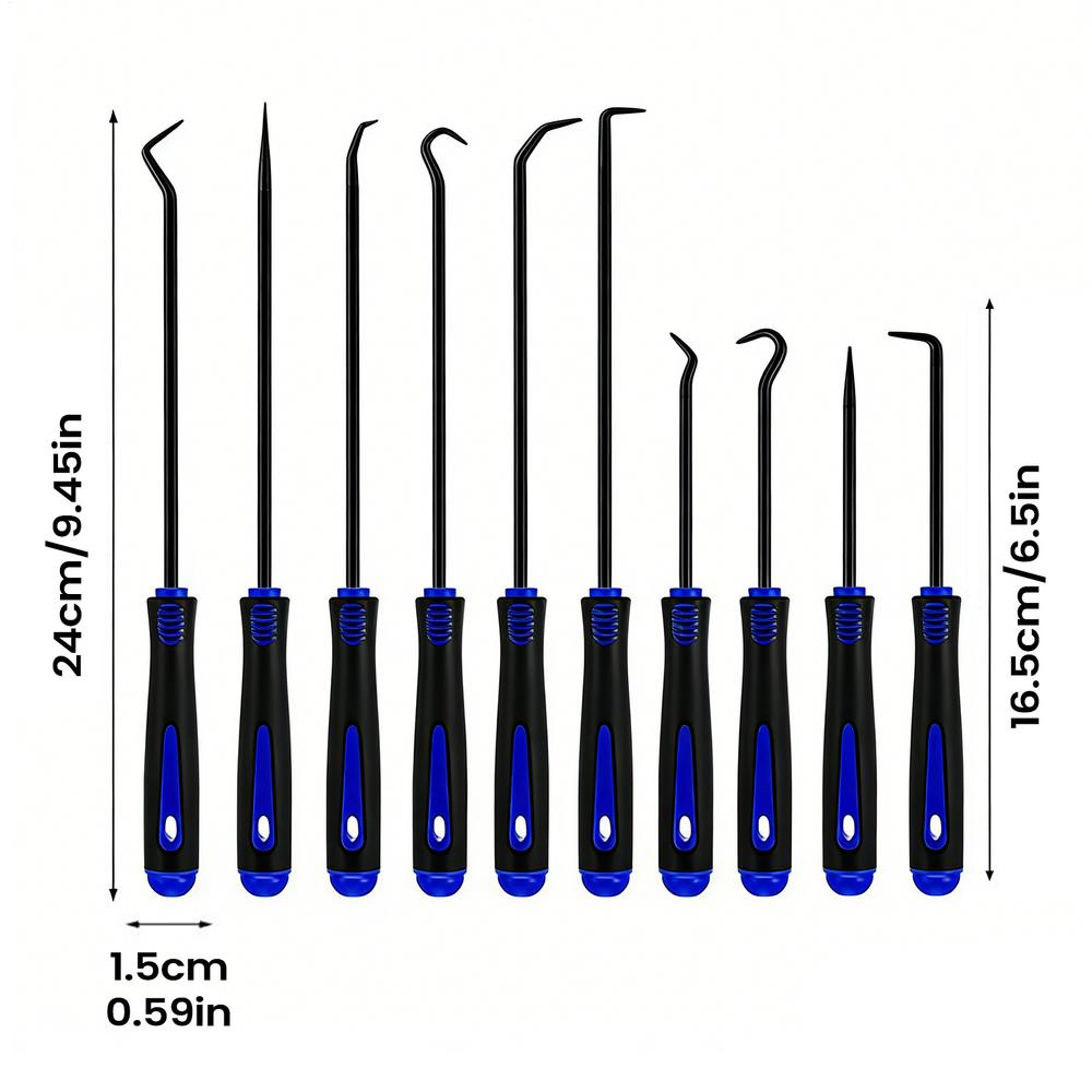 Набор инструментов для вытягивания и поддевания, 10 шт. Набор инструментов для обслуживания с крючками для автомеханика, мастерской, дома, для наружного использования, промышленный чёрный