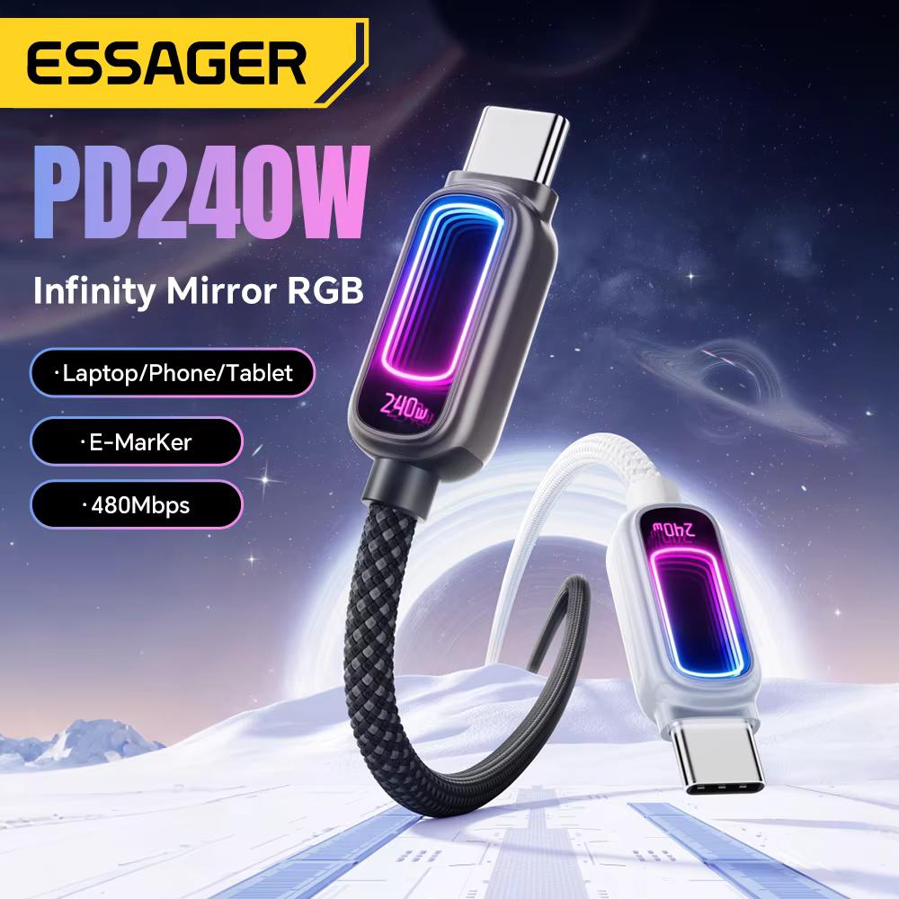 Essager 240W Typ C zu USB C Kabel PD 3.1 Schnellladekabel für iPhone 17 16 15 Macbook Pro Xiaomi USB C Datenkabel