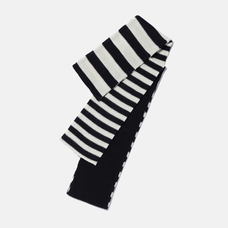 karactor Striped knit muffler / Black ivory