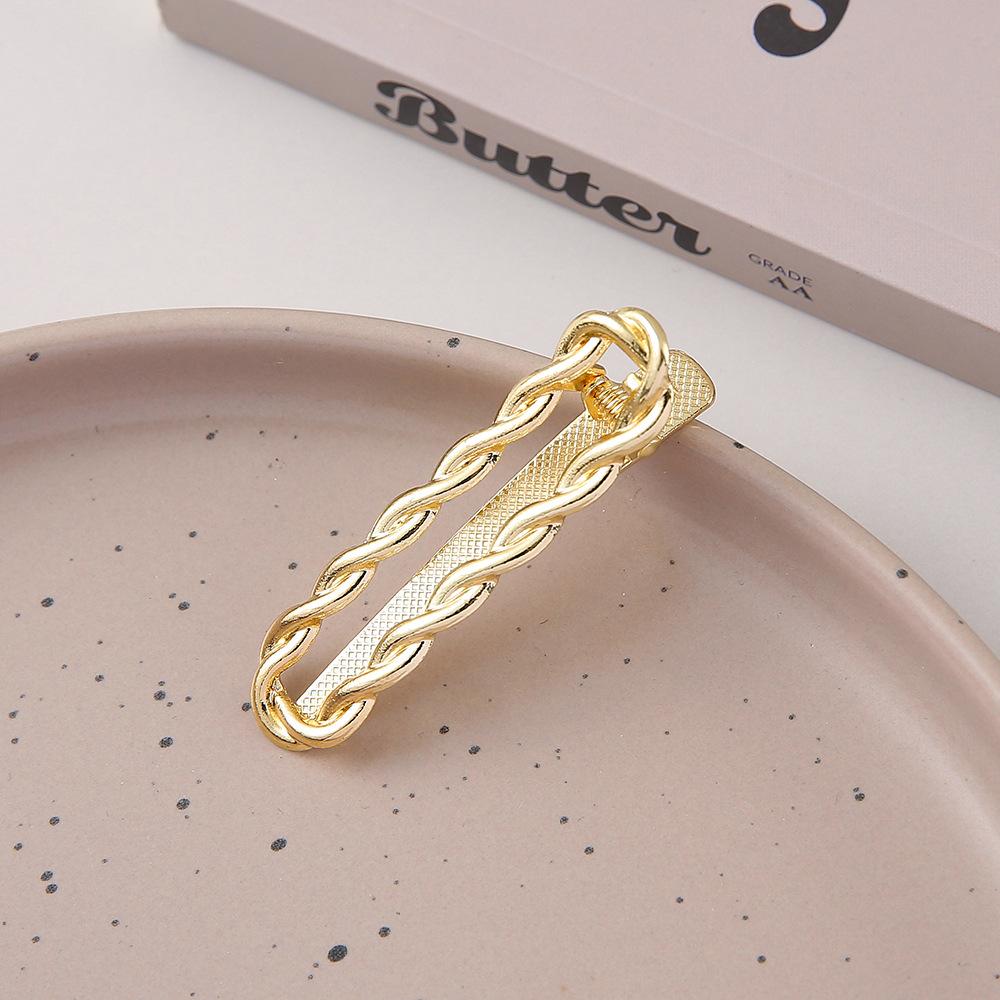 3pcs Metal Cutout Hair Clip Duck Beak Clip Square Clip Pearl Clip Diy Hair Accessories