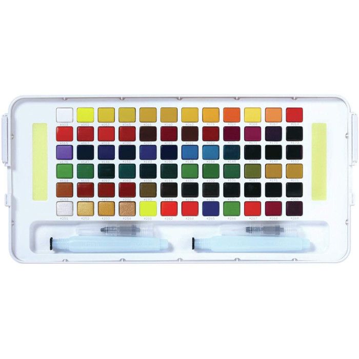 Aquarelles - SAKURA - Sketch Box - 72 couleurs - Pinceaux à eau - Palette de mélange