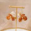Y2K Retro Hong Kong Flower Pearl Drop Earrings: Gradient Petal Design for Women