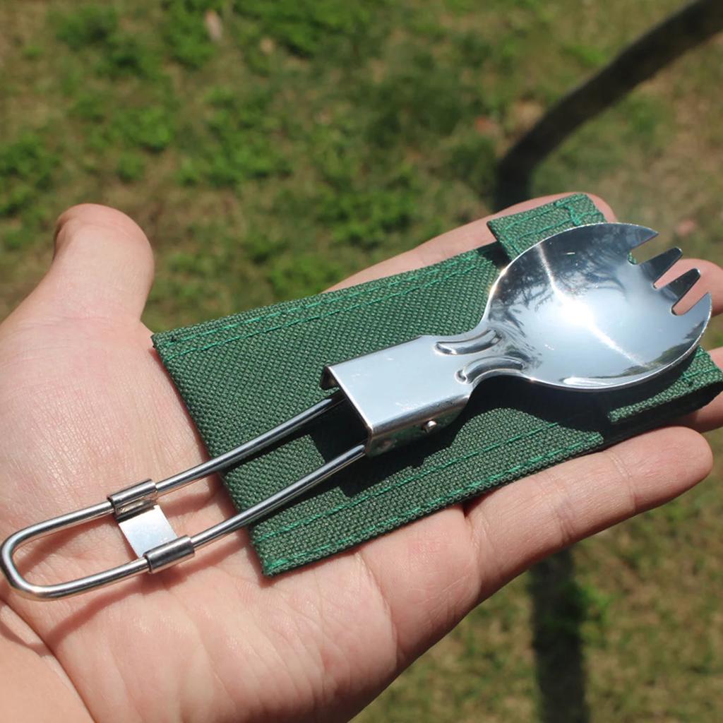 1pc-Titanium Folding Spork Outdoor Camping Supplies Hiking Backpacking Dinner Spork Utensil Tableware Fork Spoon for Hiking