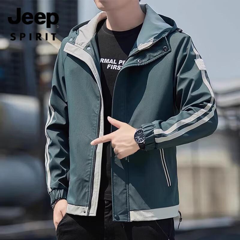 JEEP SPIRIT Men s Loose Workwear Hooded Jacket L