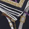 POBING Manual Hand Rolled Twill Silk Scarf Women Belt Chain Square Scarves Echarpes Foulards Femme Wrap Bandana Lady Hijab 90CM