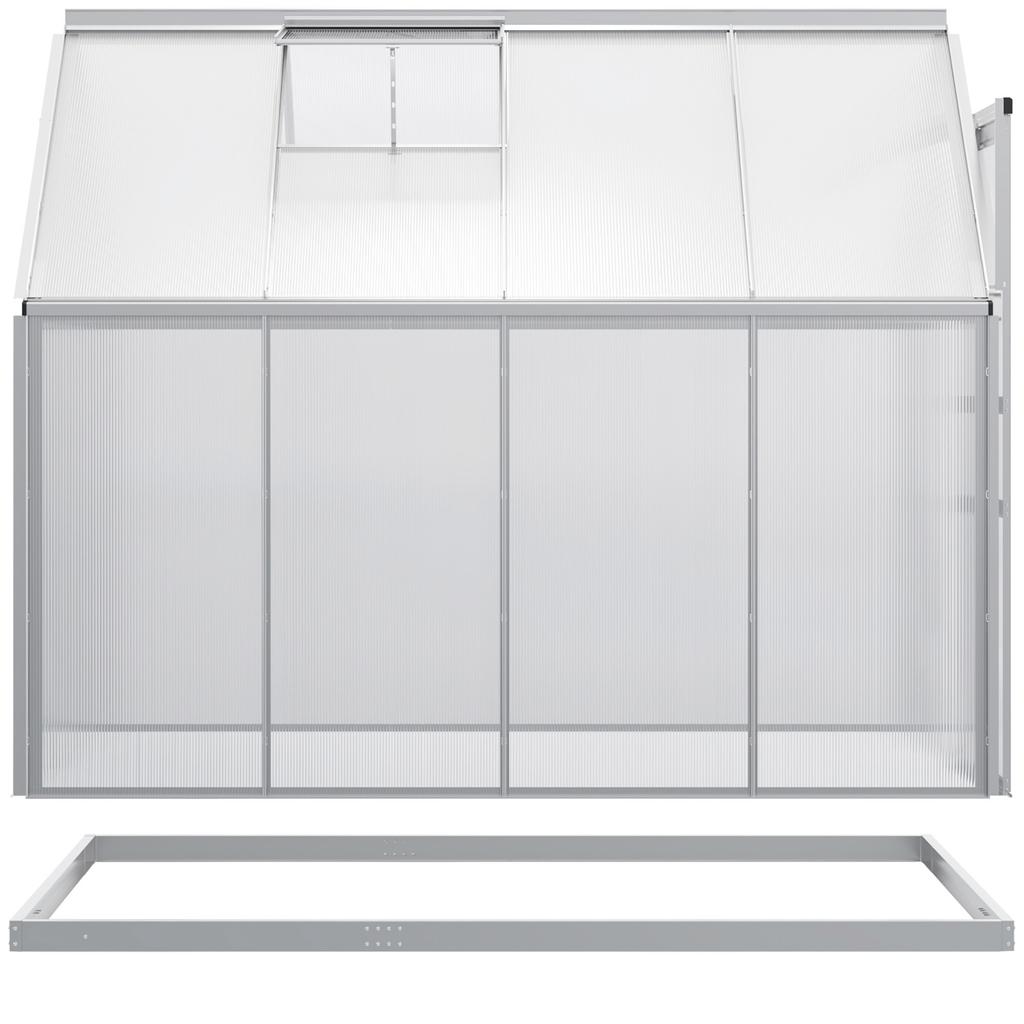 190 X 253 Cm Walk-In Polycarbonate Greenhouse - Silver-Tone
