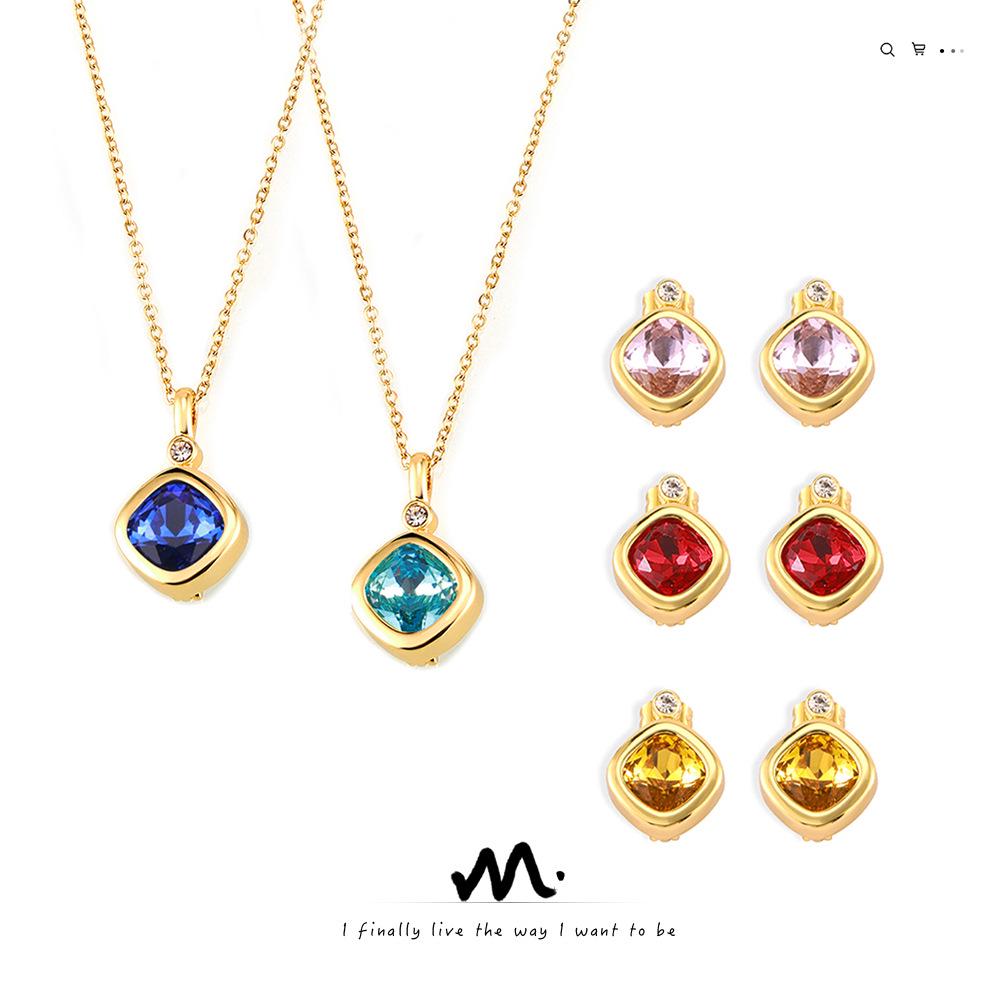 Chic Style Jewelry Set with Interchangeable Zircon - Unique Copper Design
