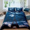 Deep Ocean Duvet CoverSeawater Bright Moon At Sea Starry Night Sky Galaxy Summer Hawaiian Holiday Comforter CoverBedding Set