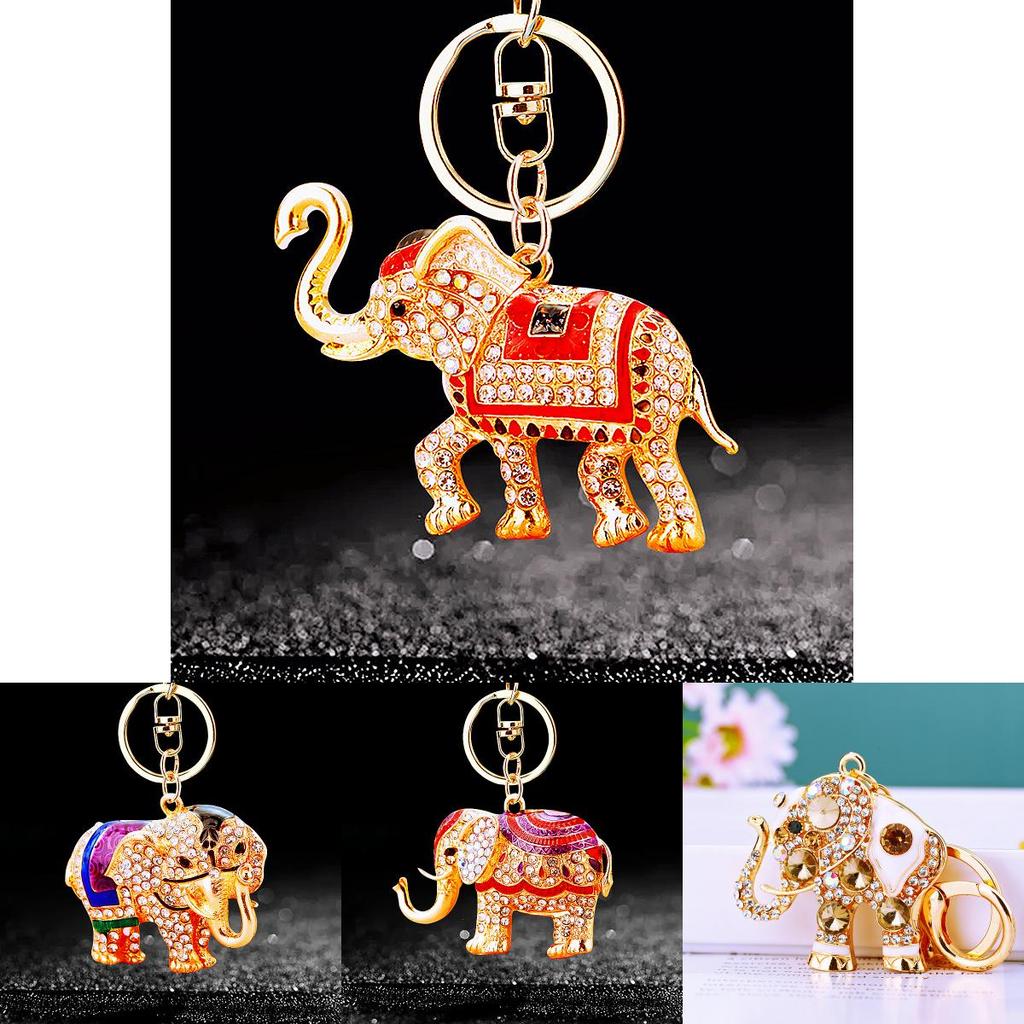 Charming Rhinestone Elephant Car Keychain Stylish Metal Pendant For Unique Gift Ideas