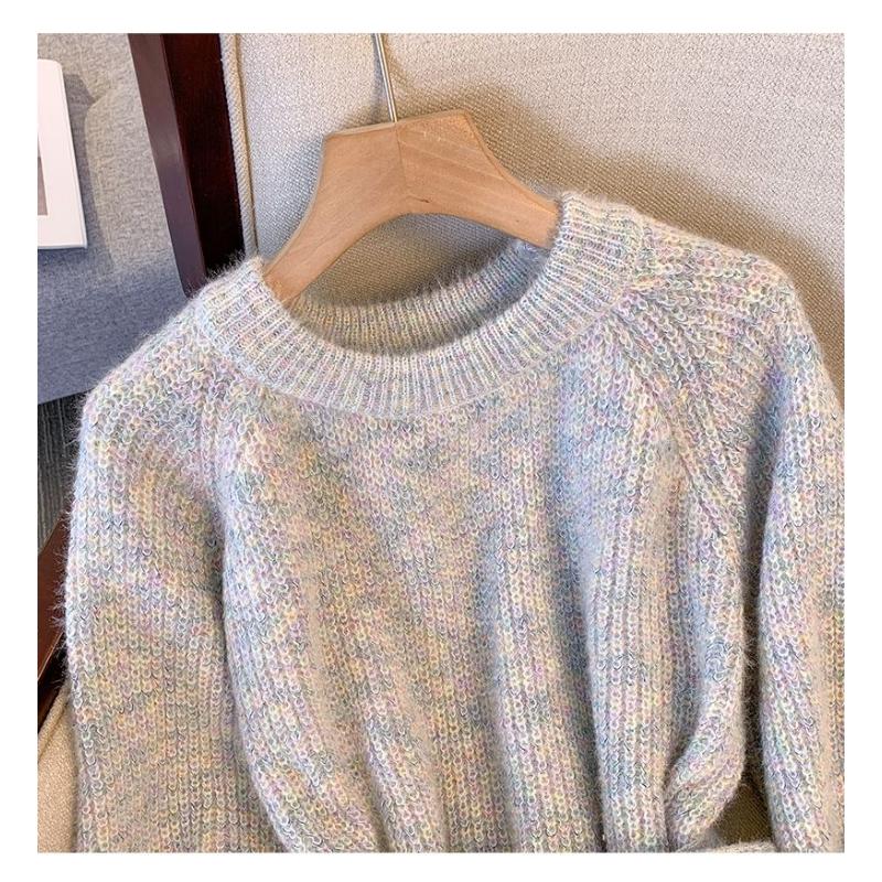 Pulover pentru Femei Toamnă Iarnă Îngroșat Pulover Cald Tricotat în Dungi Gât Rotund Strat de Bază Elastic Mânecă Lungă Jumper Supradimensionat Topuri