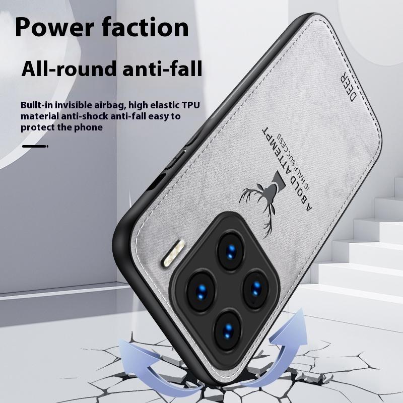For Xiaomi 15 Case Deer Pattern Cloth Texture PU Leather Hybrid Phone Cover