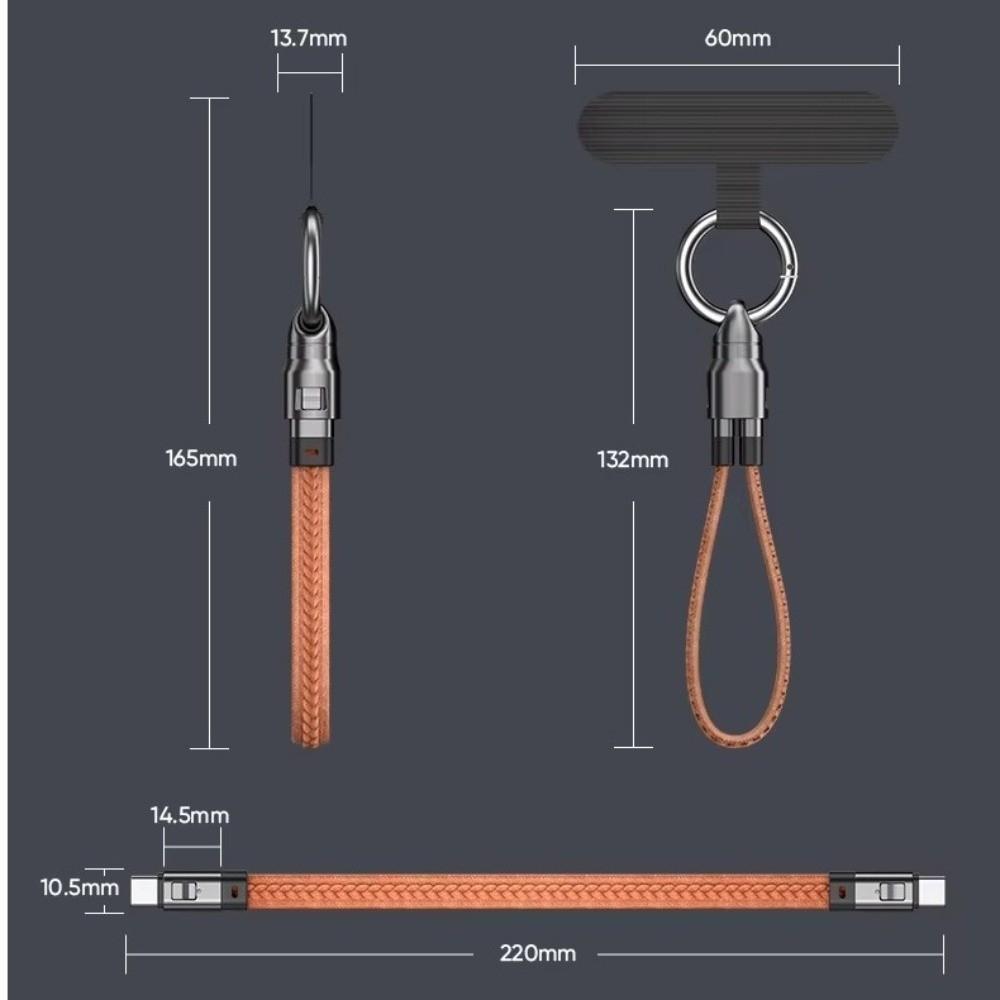 Short Cord USB C Cable 240W Keychain Cable Phone Charm Fast Charging Cable For Phone