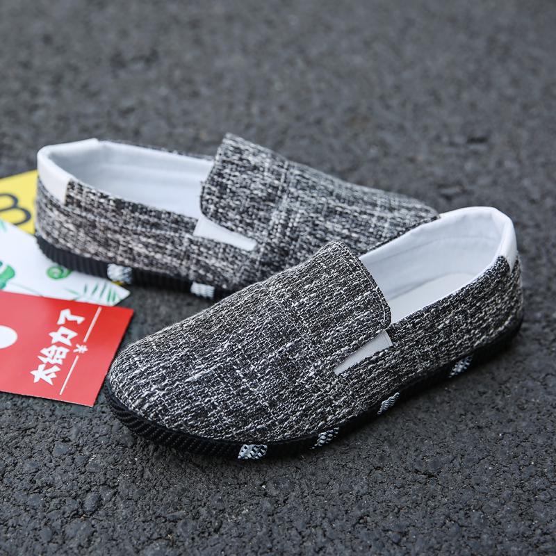 Fashion Men's Fashion Loafers 2025 Summer Canvas Shoes Breathable Lightweight Casual Shoes Lazy Soft Soled Trendy Casual Single Shoes