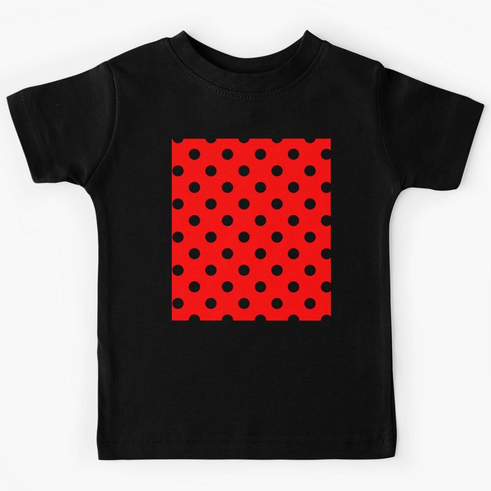 Red Black Polka Dots Pattern Design Kids T-Shirt 110