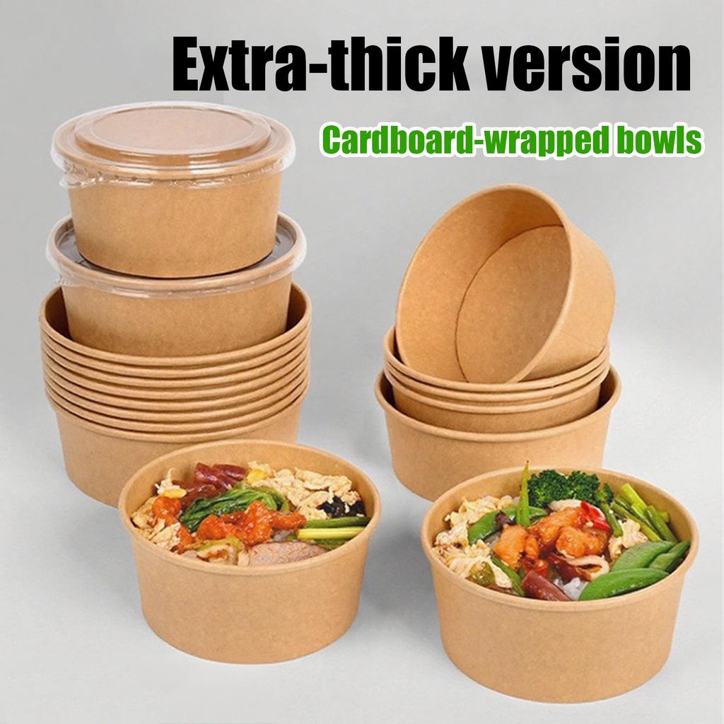 Disposable Lunch Boxes,  Bowls, Microwaveable And Refrigerable Thickened With Lids, 50 Pieces