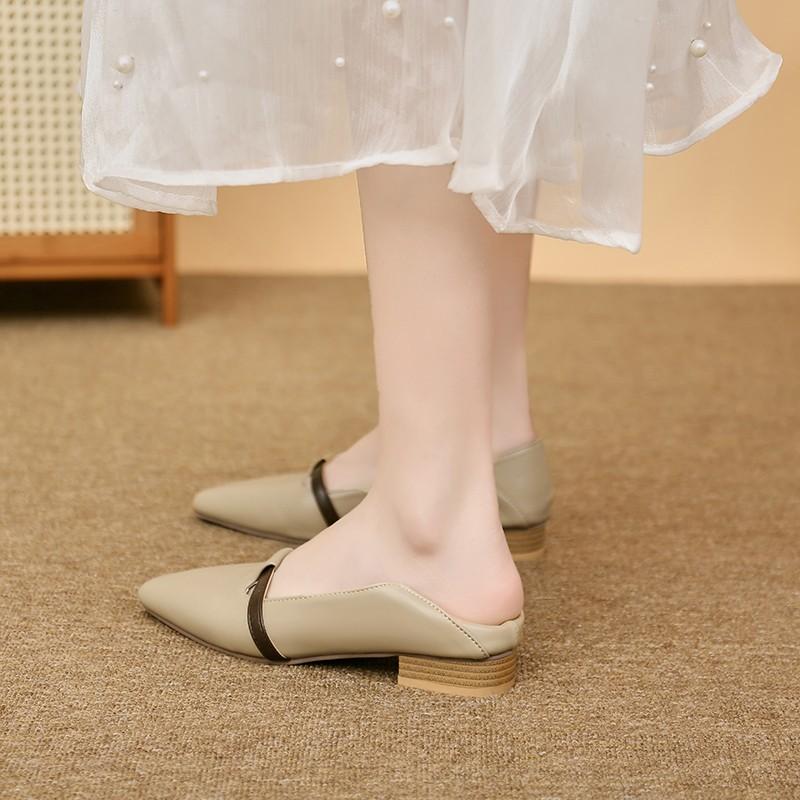 Fashion 2025 Women's Pointed Toe Slip-Ons |     Chunky Low Heel Flats |     Soft Leather Loafers |     Comfortable Work Pumps