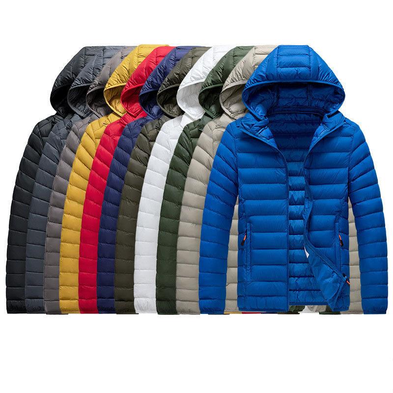 8XL Winter Lightweight Jacket Men's Fashionable All-match Detachable Hat Down Cotton Warm Coat Outdoor Skiing Windproof Parkas