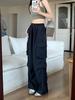 Women High Waist Wide Leg Cargo Pants Thin Drawstring Multi Pocket Loose Casual Outdoor Trousers