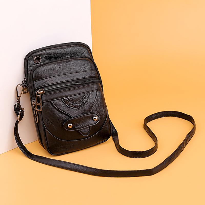 Винтажная сумка через плечо для телефона из искусственной кожи женская мини-сумка 13619cm чёрный 850₽