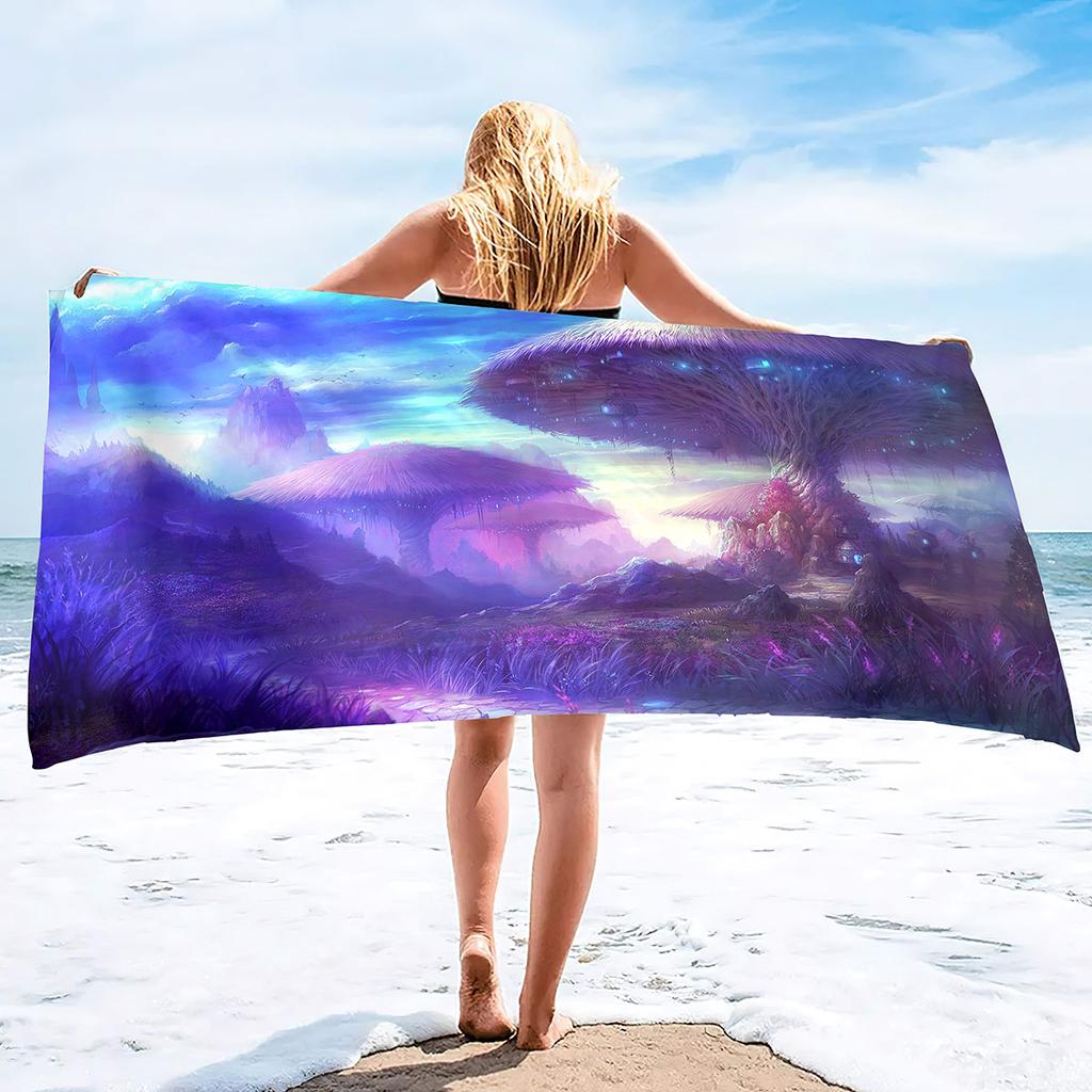 Mushroom Beach Towel Oversized, Colorful Funny Fairy Tale Bath Towels,Soft Water Absorpt Bath Towels for Bathroom,Swimming Pool