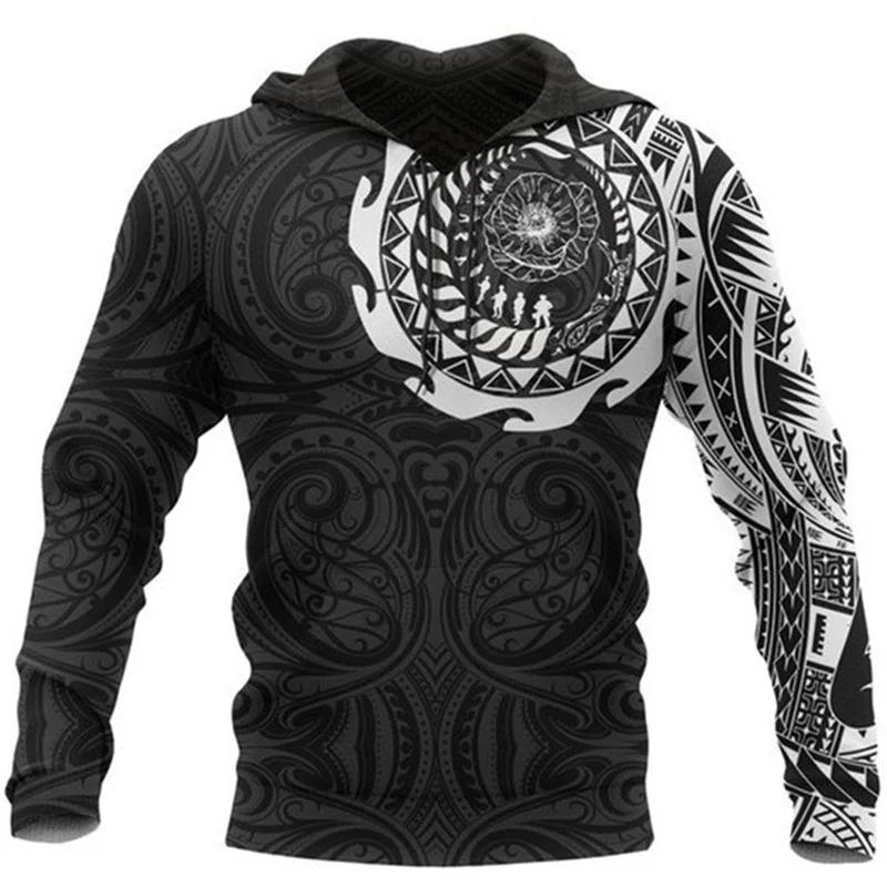 Vintage Sweatshirt Men 3D Print Viking Mythology Hooded Long Sleeve Oversized Hip Hop Hoodies kids coat