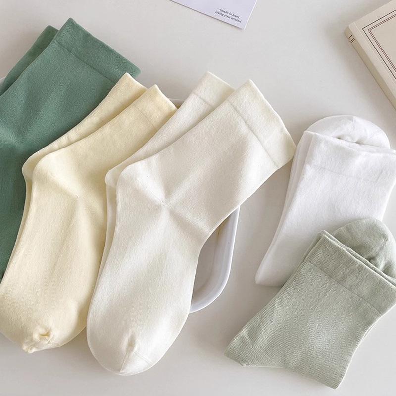 Pure Cotton Women's Anti-Odor Breathable Mid-Calf Scrunched Maternity Socks - Anti-Pilling & Seamless Design