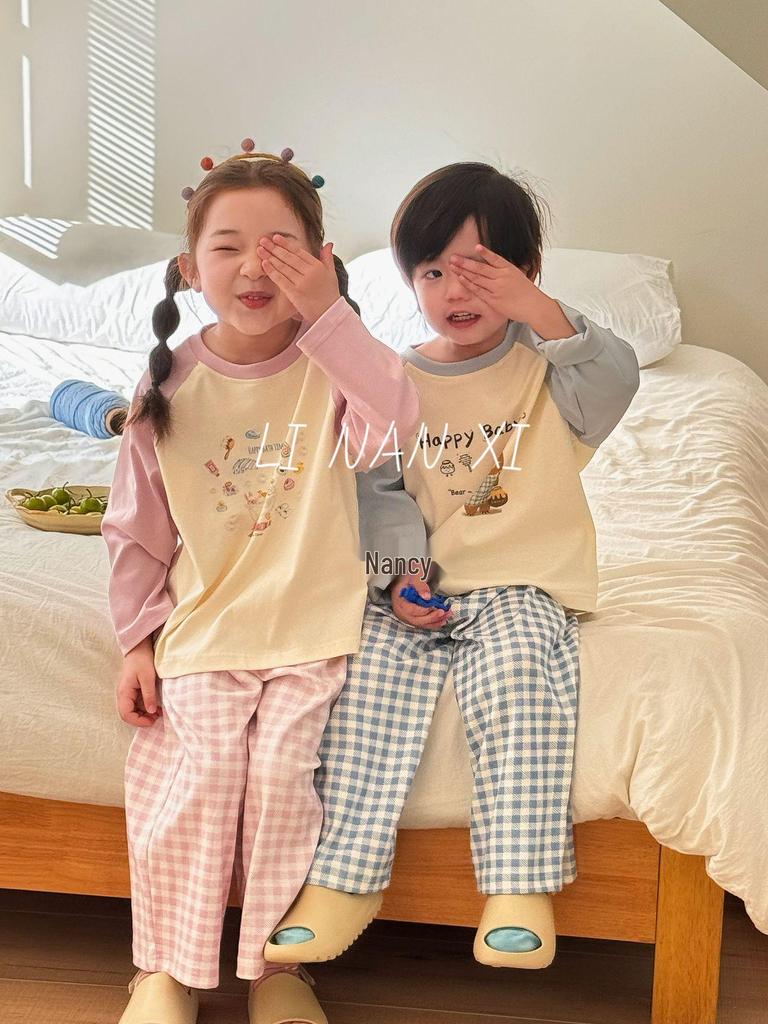 Children's Cartoon Raglan Sleeve Pajama Set - Spring 2025