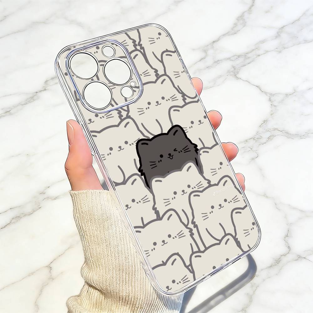 Simple and cute Phone Case Transparent Silicone Soft For iPhone 17 16 15 14 13 12 11 Mini Pro Max Plus