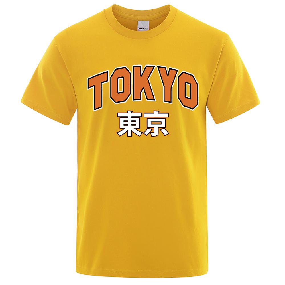 Tokyo Aesthetic College Letter Print T-Shirts Man Oversized Sweat Tshirt Loose Summer Short Sleeve Streetwear Cotton T-Shirt Men