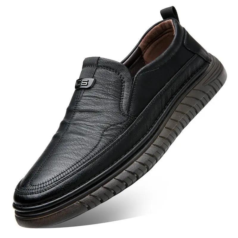 Cow Leather Shoes Men Business Casual Lightweight Soft Bottom Loafers Driving Flat Shoe Slip On Male Footwear Handmade