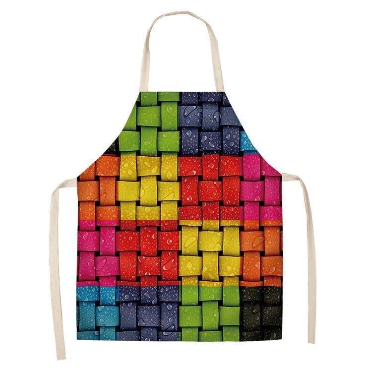 Kochen Backen Kochschürze Regenbogen bunte geometrische Druckschürze Küche Herren- und Damenschürze Leinenlätzchen Hausreinigungsschürze