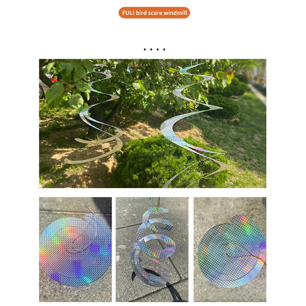 1~10PCS Bird Repellent Pet Thickening Elastic Lanyard Reflective Strong Flash Garden Decoration Wind Spinner Spiral Laser