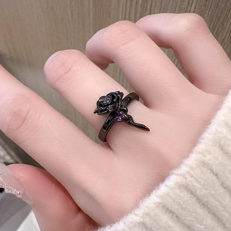 Niche Design Rose Faucet Star Opening Ring, Cold Wind Exquisite Ring Set For Women