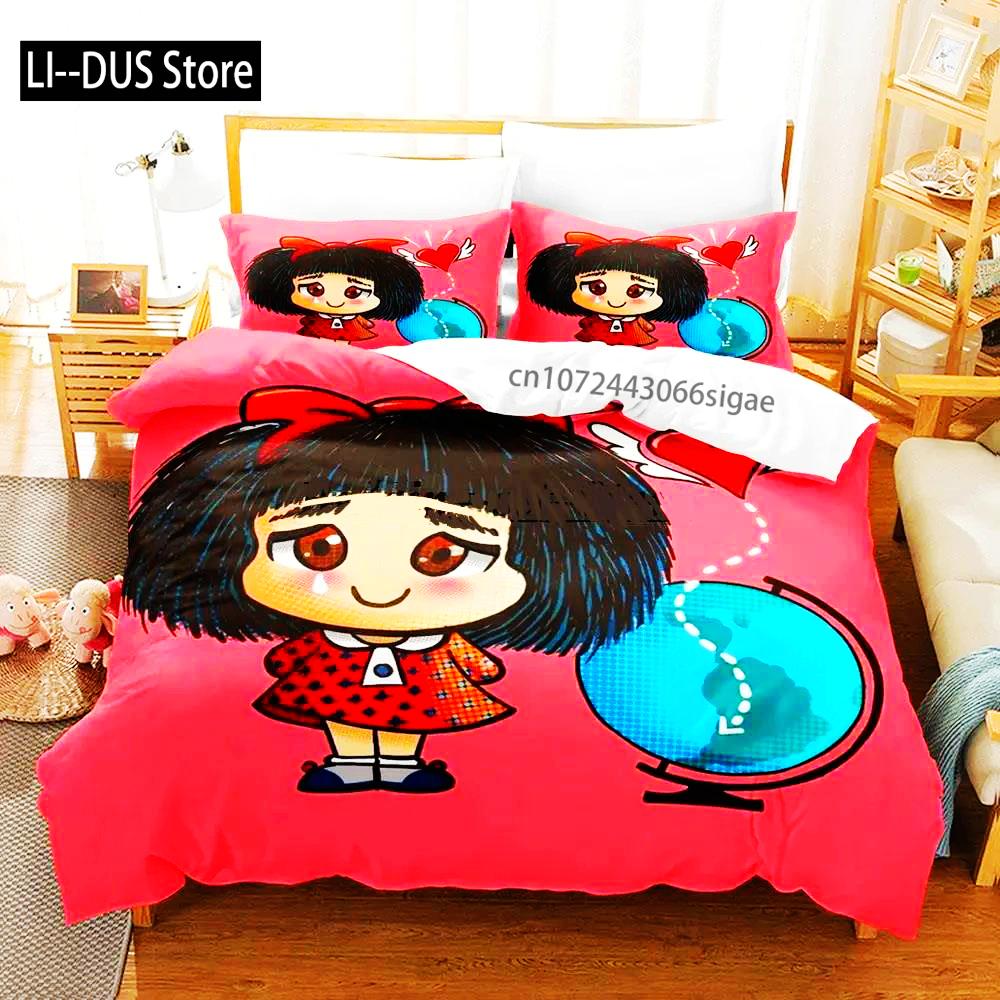 Mafalda Boys Bedroom Bedding Single Twin Full Queen King Size Aldult Duvetcover 3D Anime Bed Sheet Set 2024 Quilt Cover Pillowca
