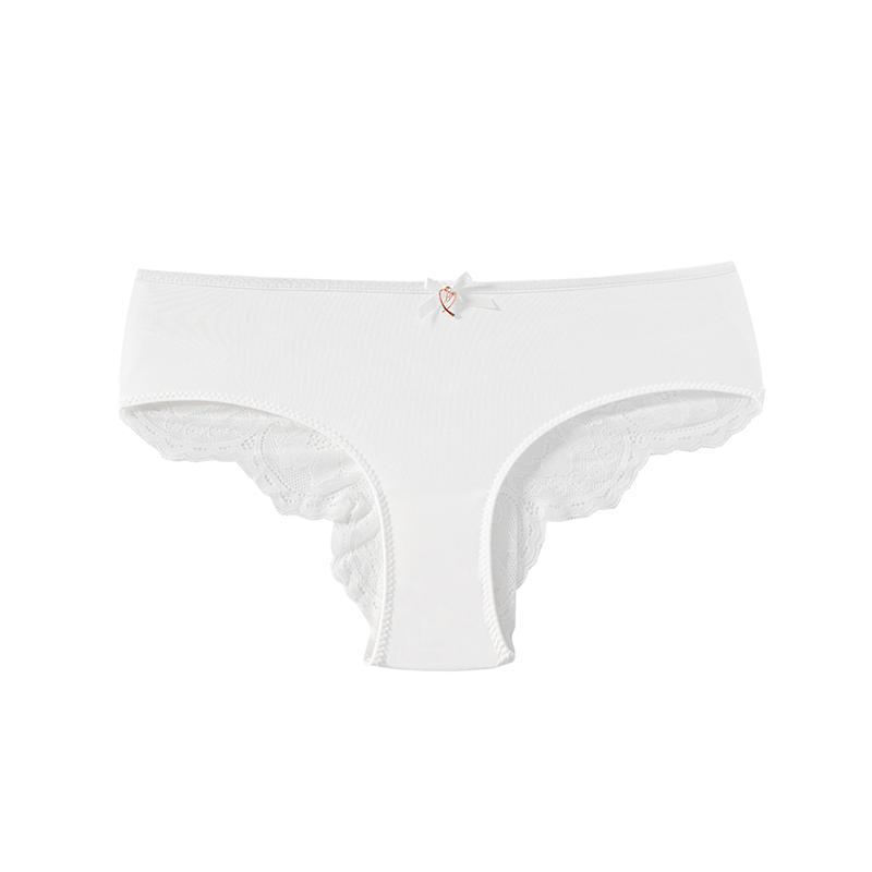 TERMEZY Ladies' Sexy Ice Silk Patchwork Panties Heart‑Shaped Buckle Cutout Lace Underpant Thin Breathable Solid Color Hipster Briefs