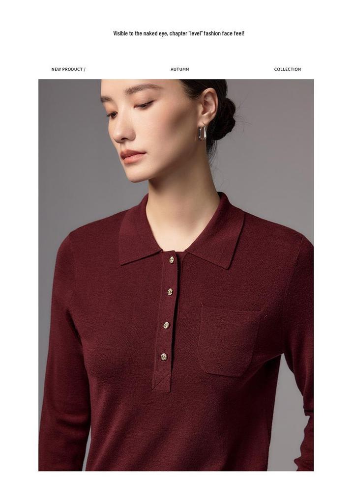 Le Ka Sha 2026 Women's 100% Pure Wool Polo Collar Long Sleeve Knit Pullover