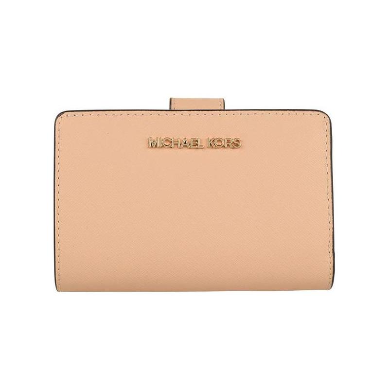 MICHAEL KORS Front Logo Leather Wallet Regular Women s Apricot Pink розовый