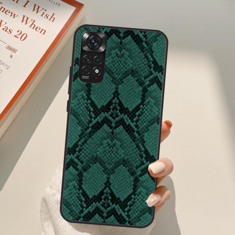 Python Snake Skin Case For Xiaomi Redmi Note 10 8 9 11 Pro 8T 9S 10S 11S Redmi 10C 9C 9A 9T K50 K40 Gaming