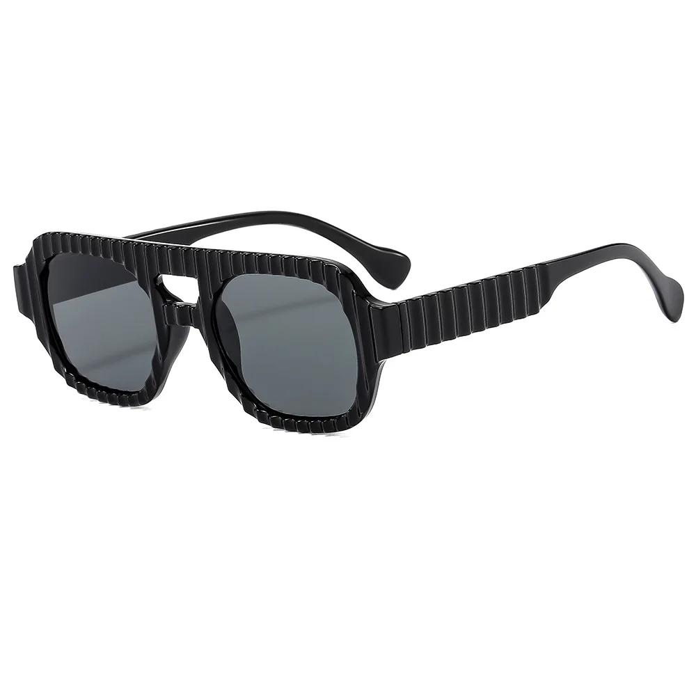 

Popular Vintage Double Bridge Stripe Square Sunglasses Women For Men Luxury Brand Designer Sun Glasses Punk Travel Candy Shades