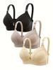 3-Piece Luxurious Lace Wireless Bras - Soft, Push-Up, Pendant Accent - Ultra-Comfort Womens Lingerie Set