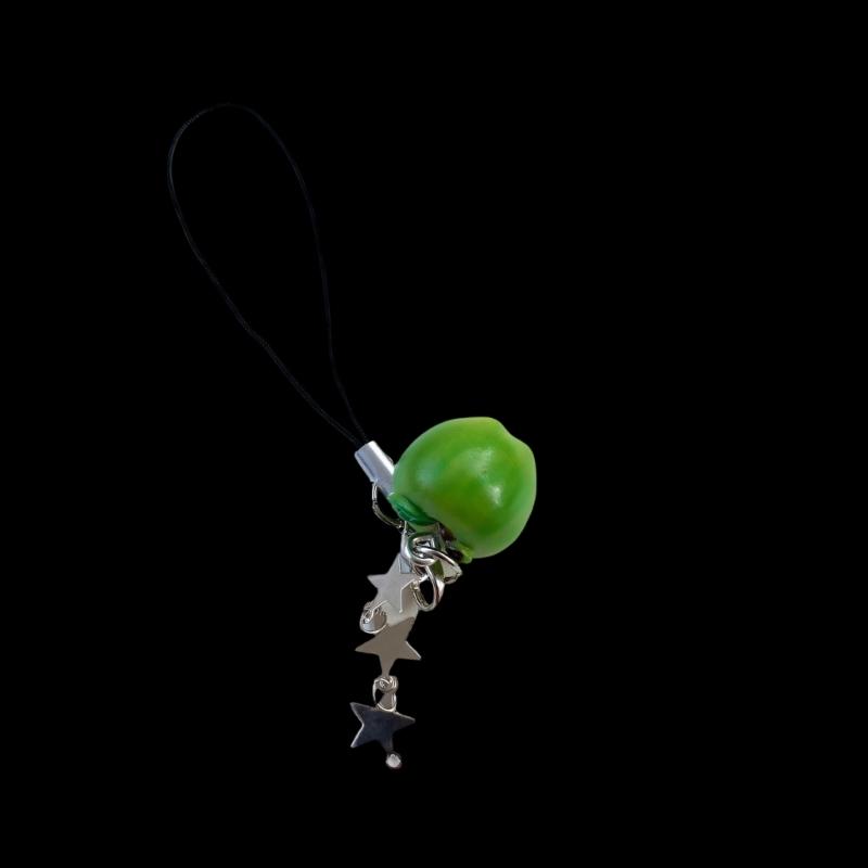 

Cute Miniature Apples And Star Keychain For Girls Stylish Keyring Accessory For Backpack Or Phone Accessories зелений