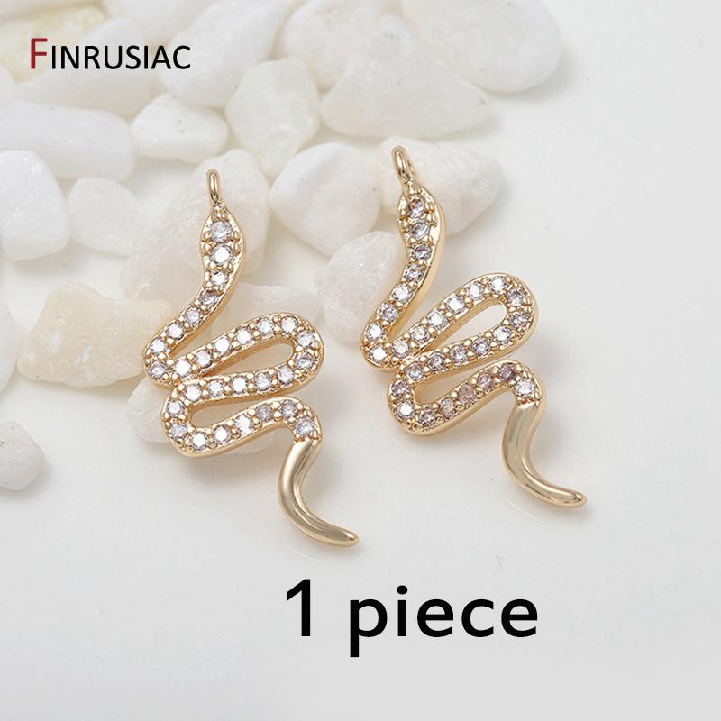 

Gold Plated Copper Metal Inlaid Zircon Snake Shape Pendant Charms For DIY Jewelry Necklace Earrings Making Findings Accessories